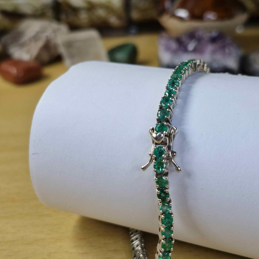Pulsera tenis de esmeraldas